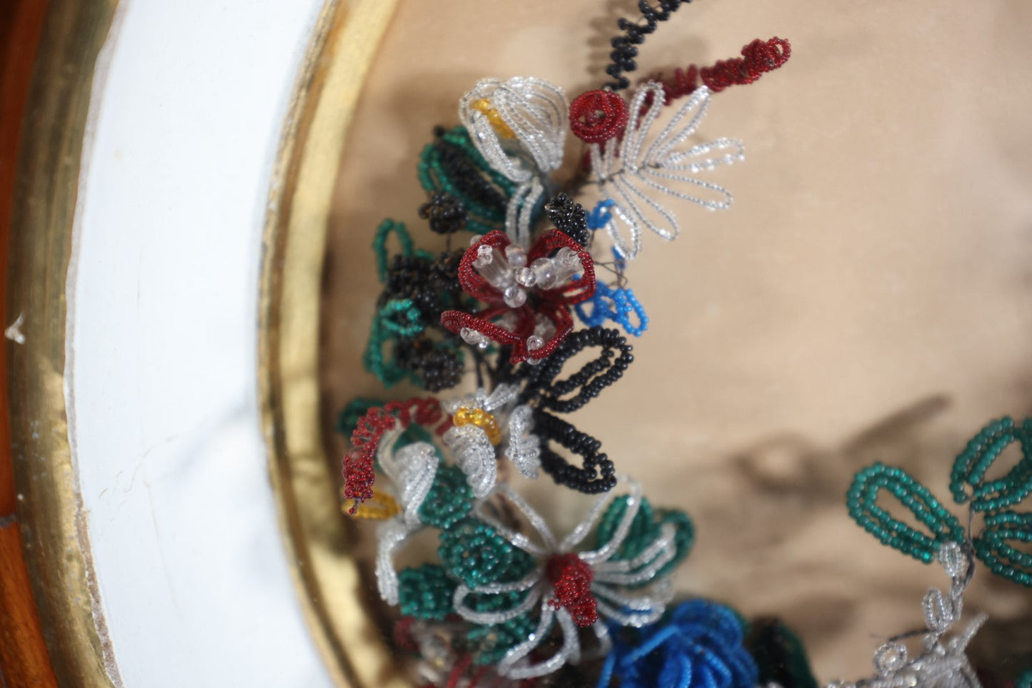 Lot 109 - Large Victorian Beaded Flower Shadow Box