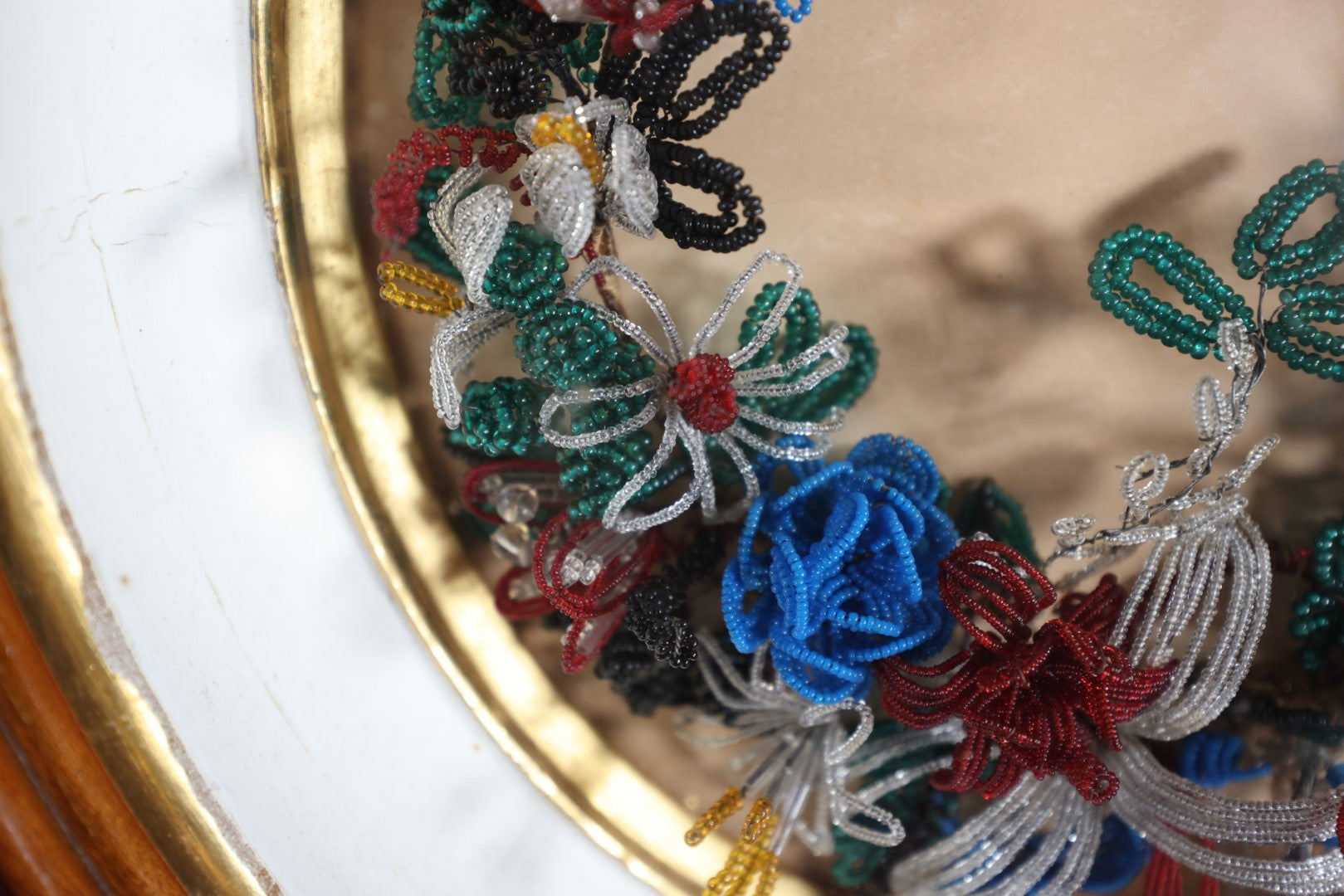 Lot 109 - Large Victorian Beaded Flower Shadow Box