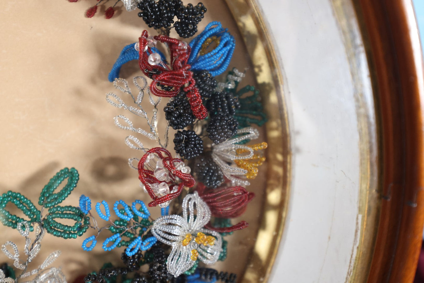 Lot 109 - Large Victorian Beaded Flower Shadow Box