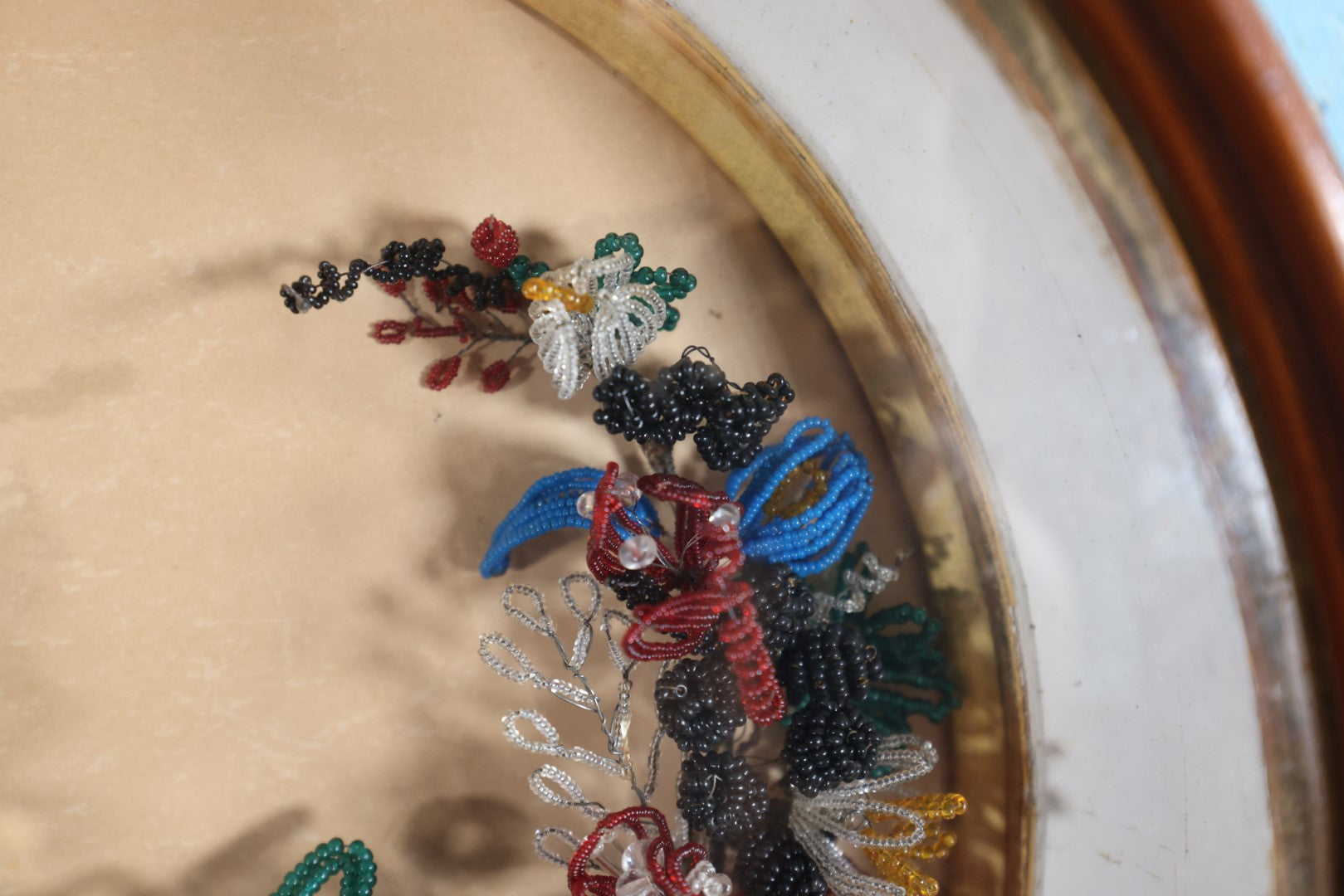 Lot 109 - Large Victorian Beaded Flower Shadow Box