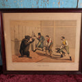 Lot 110 - Antique Lithograph "Bear Baiting," Men Feeding Dogs To Bear, Published In London By T. Mclean, January 1, 1820, H. Alken, I. Clark, Reframed
