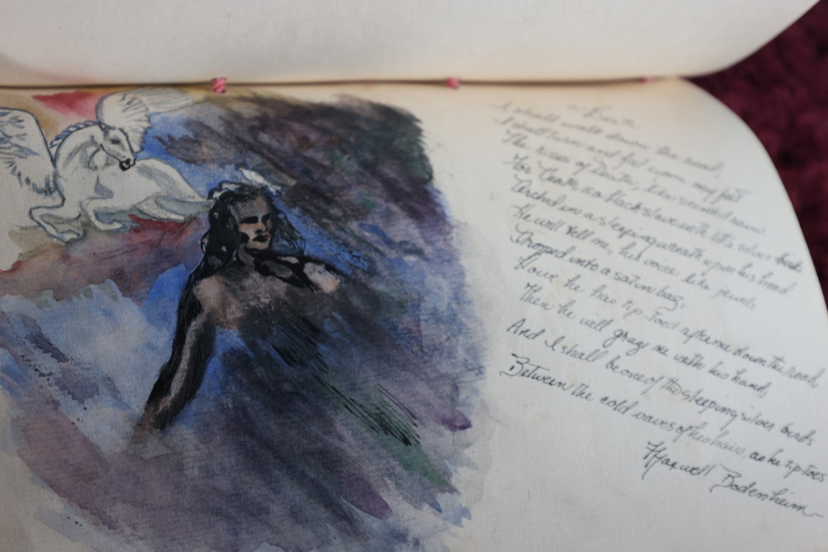 Lot 112 - Antique Hand Painted Water Color Poetry And Calligraphy Book By V.F. Hancock, Edgar Allan Poe Poems And More