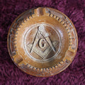 Lot 125 - Vintage Masonic Symbol Ashtray With Compass And Square, Genuine Burwood Manufactured By Burwood Products Company, Traverse City Michigan, Like Syroco