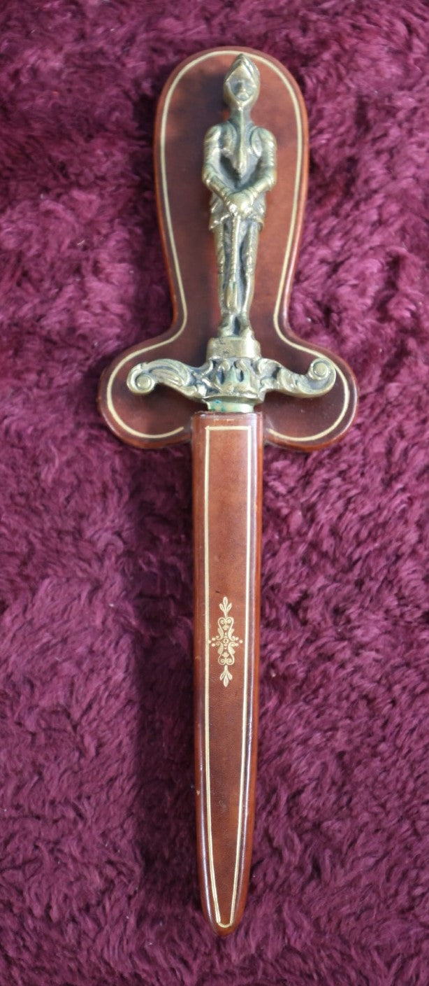 Lot 128 - Vintage Brass Knight Sword Letter Opener In Scabbard