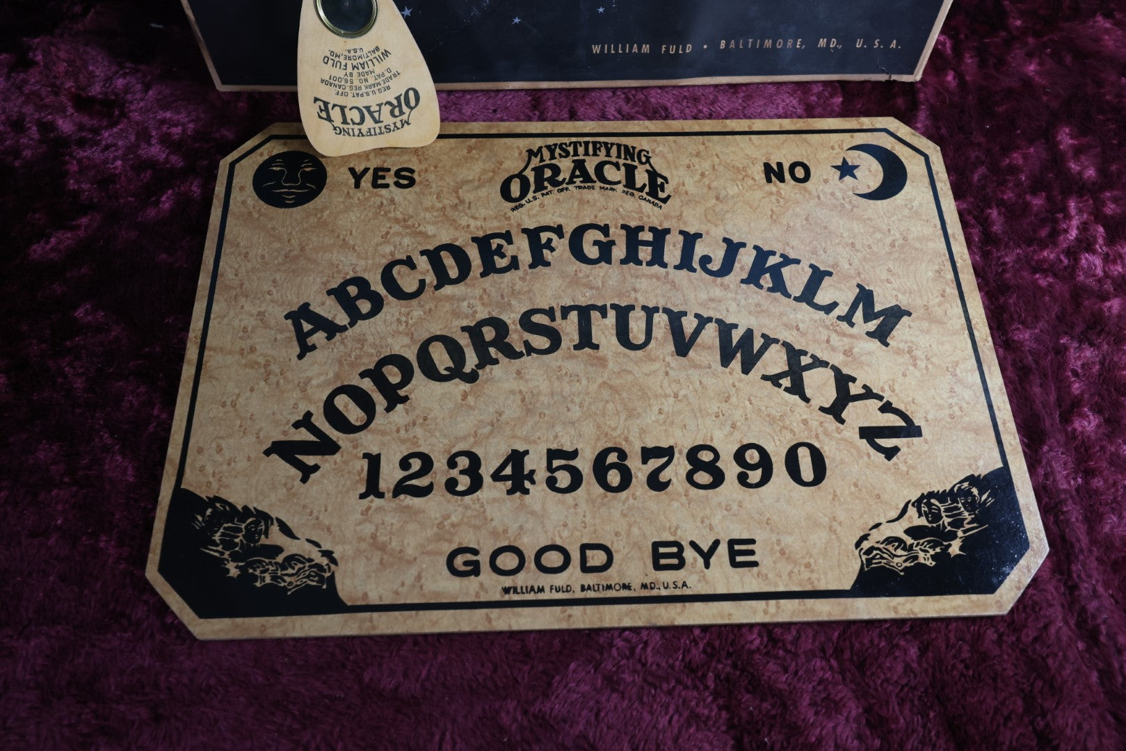 Lot 001 - William Fuld "Mystifying Oracle" Ouija Board With Box And Original Planchette, Patent No. 114,534, Circa 1939