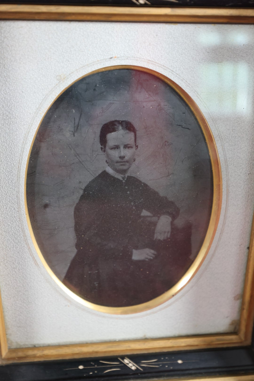 Lot 006 - Full Plate Tintype Portrait Of Young Woman In Deep Victorian Walnut Frame