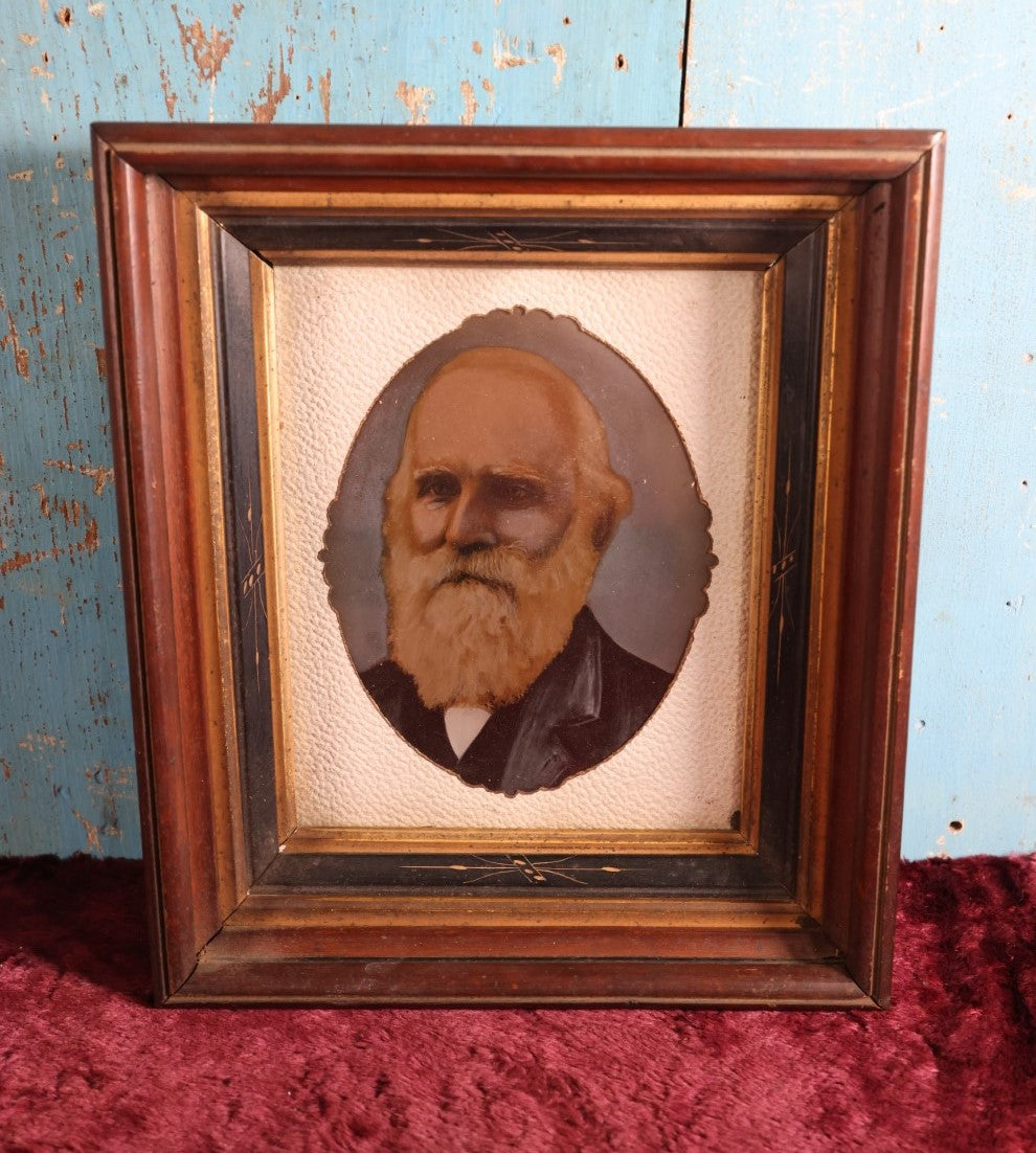 Lot 008 - Full Plate Tintype Portrait Of Old Bearded Man, Hand Tinted And Over Painted, In Deep Victorian Walnut Frame