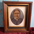 Lot 009 - Full Plate Tintype Portrait Of Woman With Large Brooch, Ruffled White Color, Hand Tinted And Over Painted, In Deep Victorian Walnut Frame