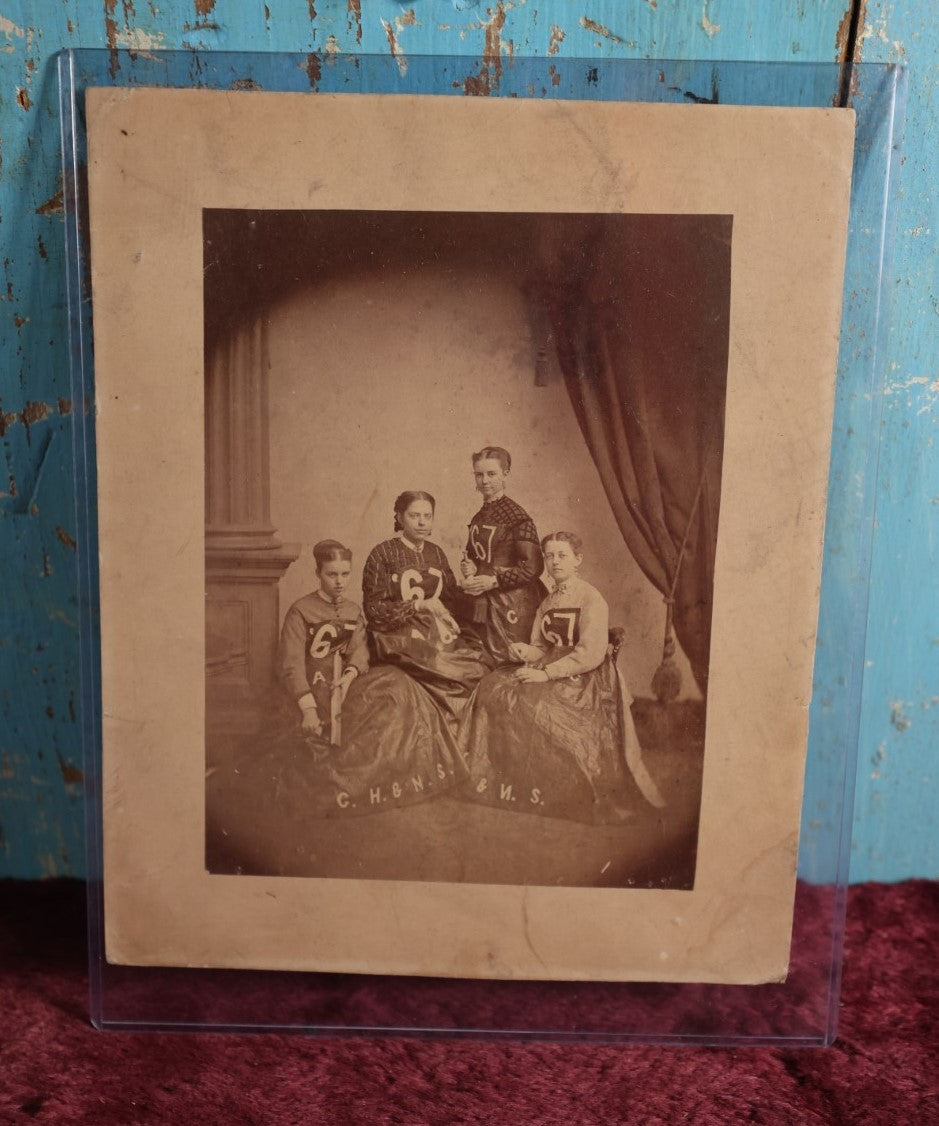 Lot 010 - Antique Group Photo Of Women With "67" On Their Clothes, Likely 1867, Possible Sorrority, High School, Etc., Marked C.H. & N.S.