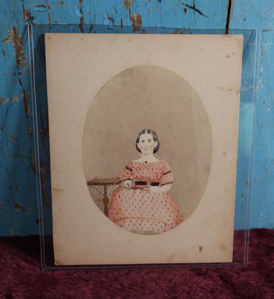 Lot 011 - Victorian Photo Portrait Of Dorothy Felicia Perley, Hand Painted And Tinted, Born June 15Th, 1854, Photographed April 16Th, 1861 - Book In Lap