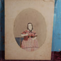 Lot 012 - Victorian Photo Portrait Of Mary Elizabeth Perley, Hand Painted And Tinted, Born April 13th, 1852, Photographed Circa 1861 - Holding Upright Book