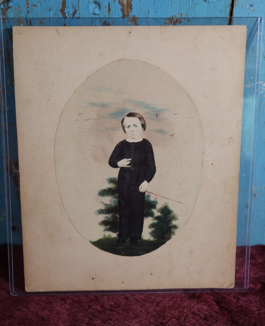 Lot 013 - Victorian Photo Portrait Of Charles Nathaniaal Perley, Hand Painted And Tinted, Born November 2Nd, 1856, Photographed April 16Th, 1861 - Unusual Pose