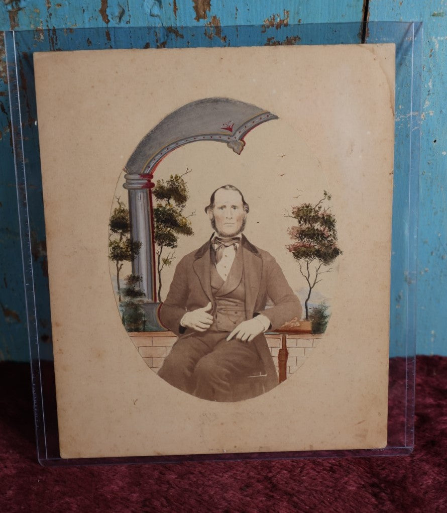 Lot 014 - Victorian Photo Portrait Of Stephen Perley, Husband Of Sarah Elizabeth Wells, Hand Painted And Tinted, Married April 6Th, 1847, Photographed Circa 1861