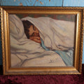 Lot 024 - Vintage Oil On Canvas Painting Of Woman Sleeping, Framed, Unsigned, 19" X 17"