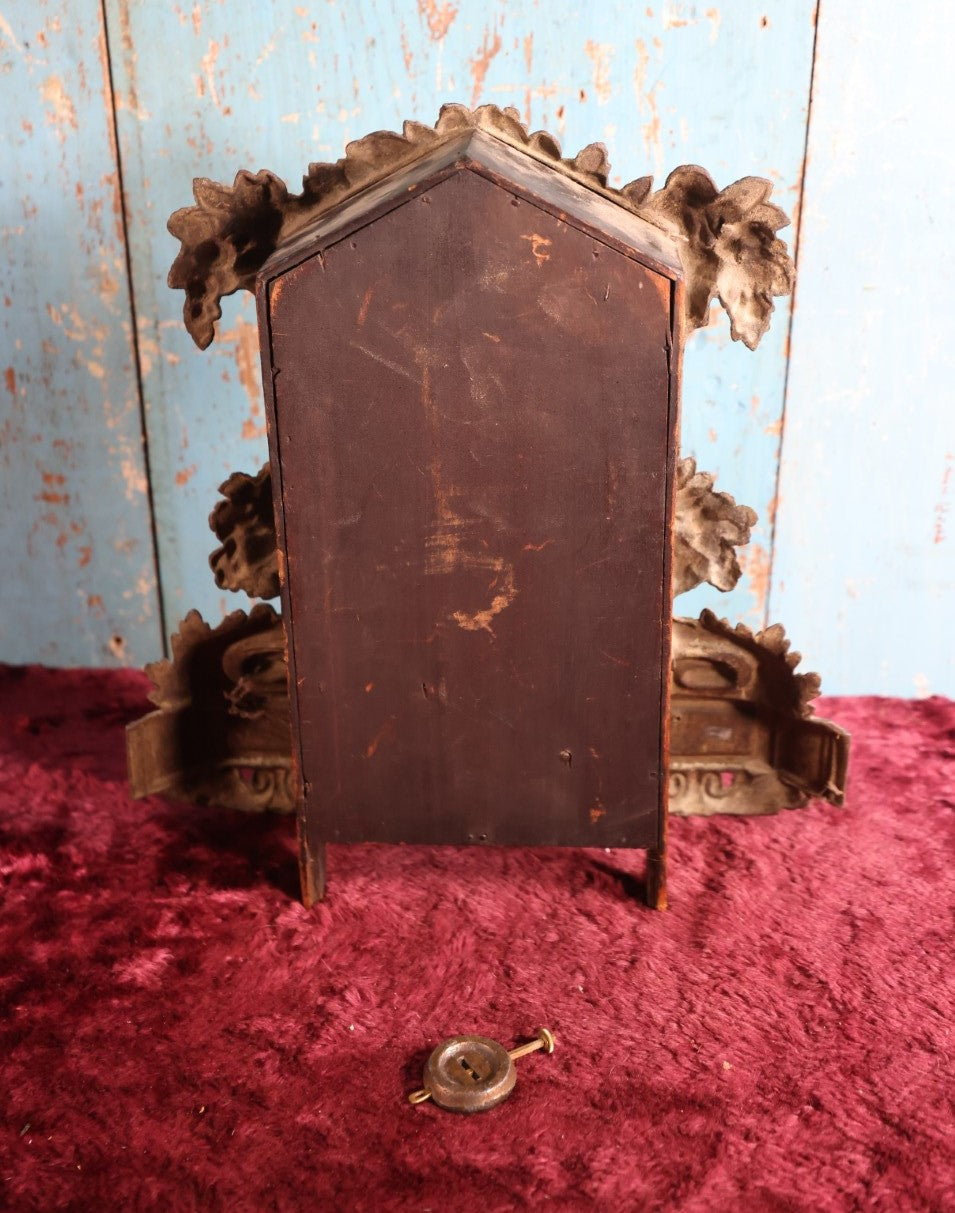 Lot 026 - Antique Metal Clock With Wood Backing And Pendulum, Untested Unworking, Decorative, Roses Motif