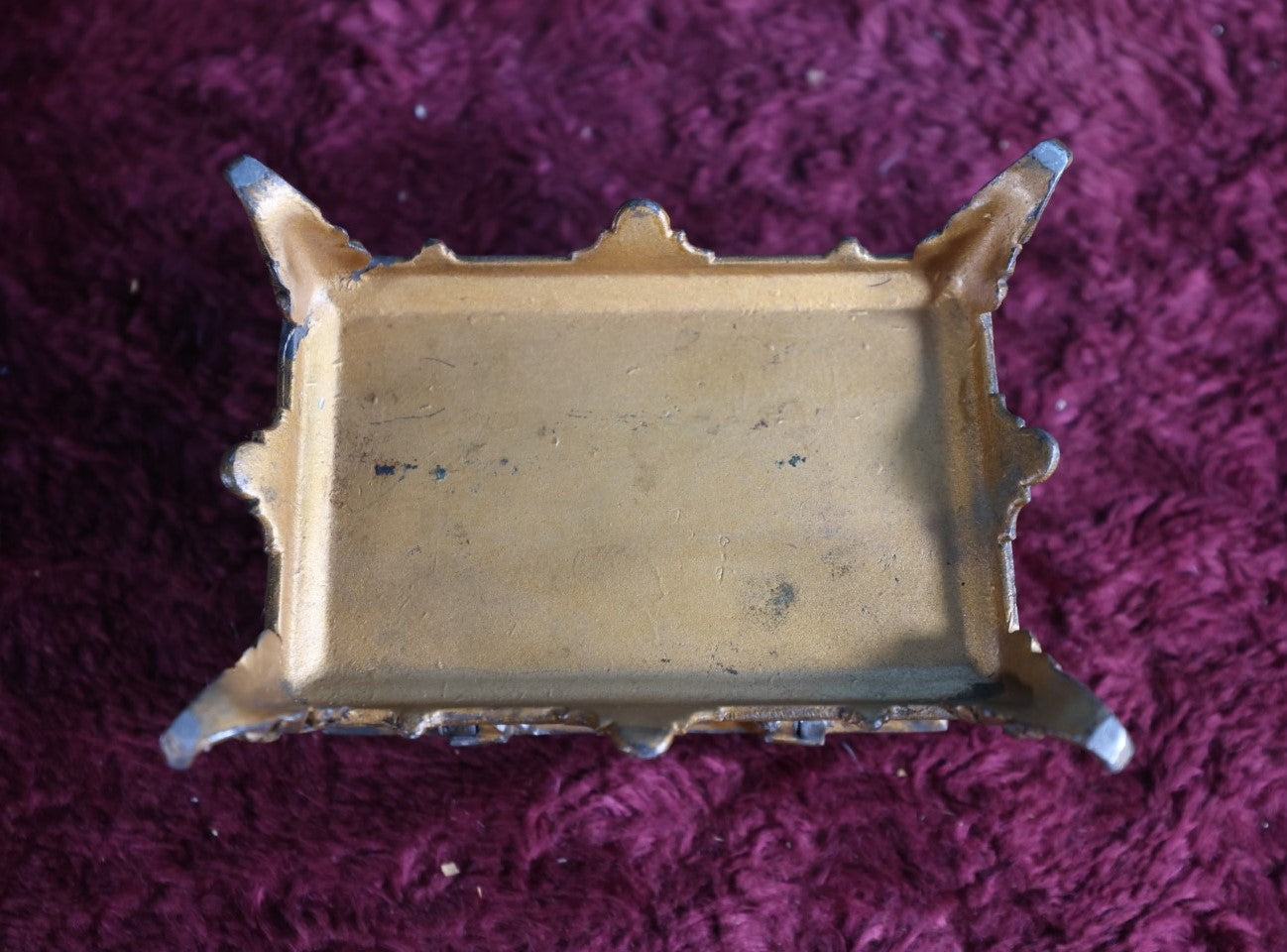 Lot 031 - Antique Pot Metal Match Safe With Cupid Motif, Ornate With Match Strike And Small Box On The Inside, Feet, Etc