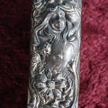 Lot 037 - Antique Art Nouveau Sterling Silver Dresser Brush With Woman Face Motif, Marked Sterling, Monogrammed J.G.F.