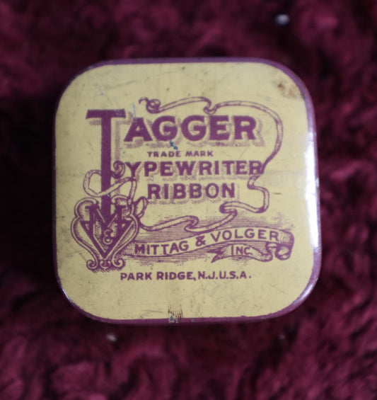 Lot 048 - Antique Tagger Typewriter Ribbon Tin By Mittag Volger Inc. Park Ridge, New Jersey, Originally Had Black And Red Ribbon