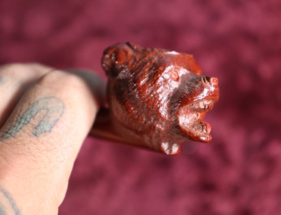 Lot 055 - Vintage Hand Carved Bear Head Briarwood Pipe