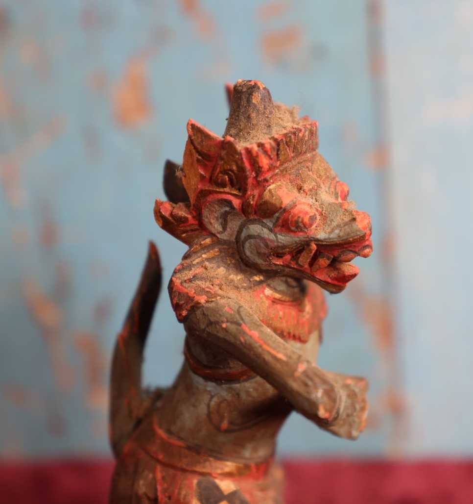 Lot 062 - Antique Hand Carved Balinese Demon Statue, Rakshasa, Damage And Losses, Hand Painted