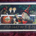 Lot 066 - Antique Halloween Postcard, H-25, Witch Mixing Potions With Cats, Candles, Note Losses, Bends, Damage