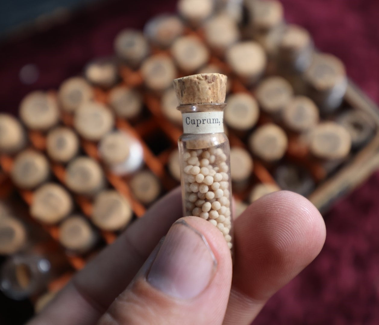 Lot 070 - Antique Traveling Apothecary Kit With Dozens Of Corked Glass Vials And Contents, Including Canabis And More