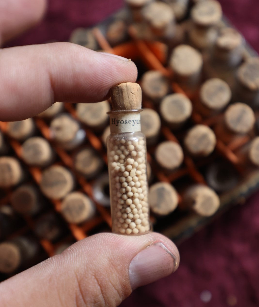 Lot 070 - Antique Traveling Apothecary Kit With Dozens Of Corked Glass Vials And Contents, Including Canabis And More