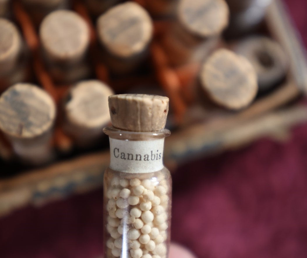 Lot 070 - Antique Traveling Apothecary Kit With Dozens Of Corked Glass Vials And Contents, Including Canabis And More