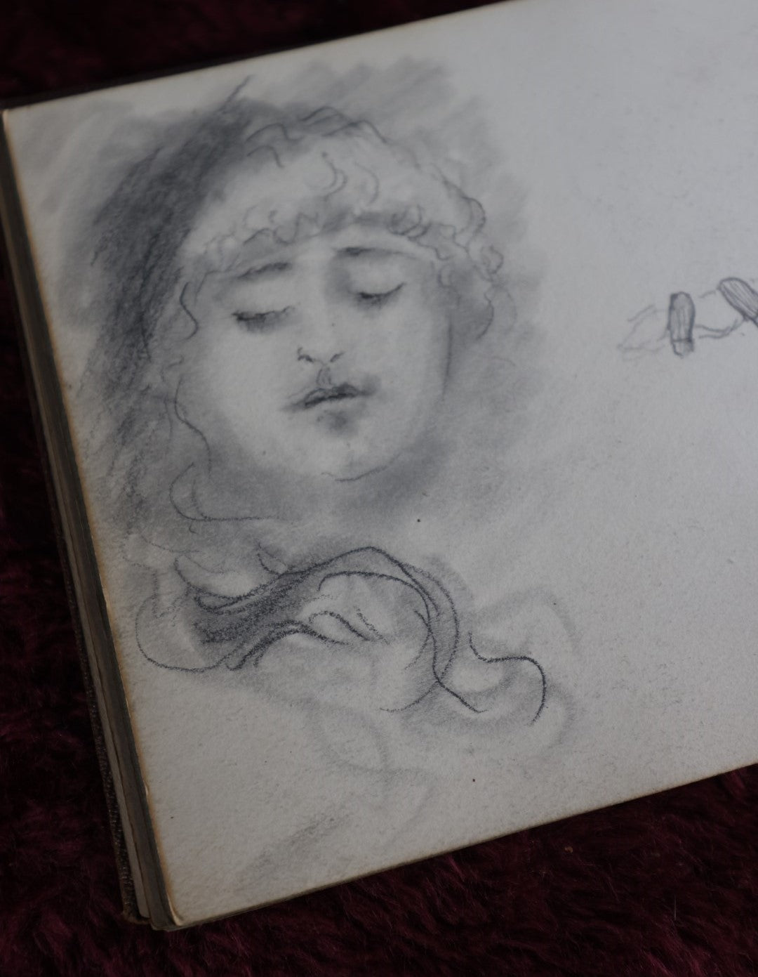 Lot 076 - Antique Sketchbook Of Jean Madrod, East Wakefield, New Hampshire, 1883, Full Of Incredible Original Pencil Sketches And Drawings