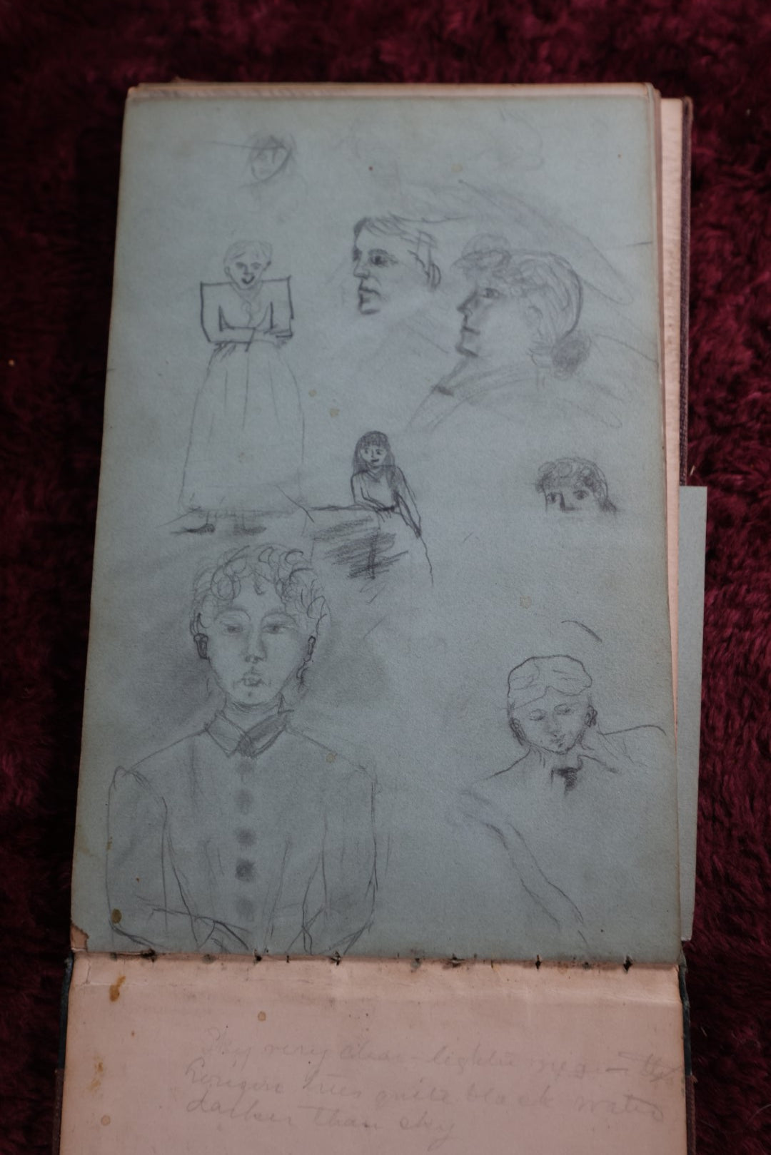 Lot 076 - Antique Sketchbook Of Jean Madrod, East Wakefield, New Hampshire, 1883, Full Of Incredible Original Pencil Sketches And Drawings