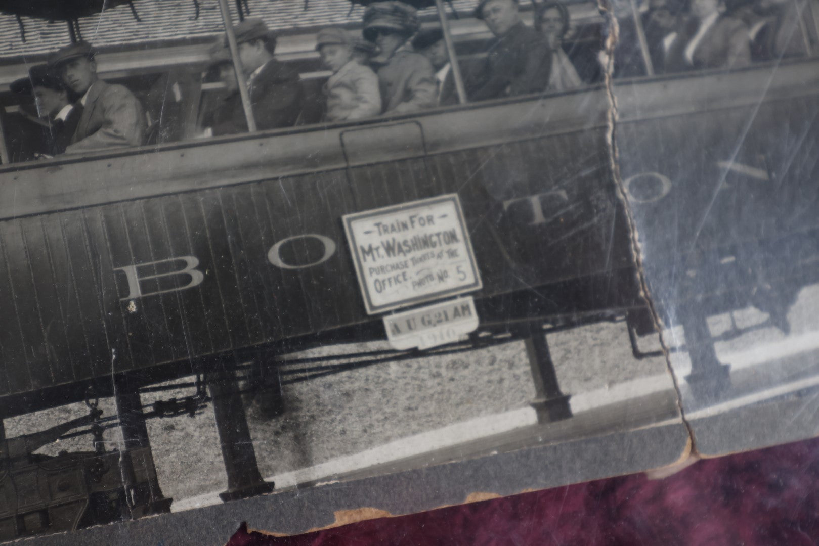 Lot 077 - Antique Cabinet Card Photo Of Train Car With Passengers, Mount Washington Boston Train, Note Severe Damage, Losses, By Peter Eddy Photographer, Fabyan House, New Hampshire