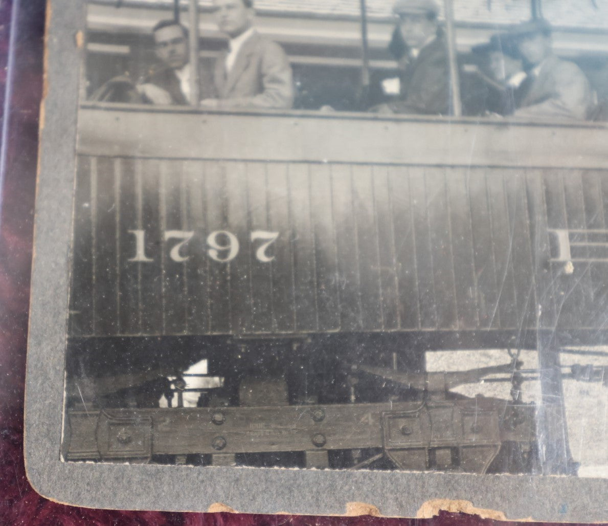 Lot 077 - Antique Cabinet Card Photo Of Train Car With Passengers, Mount Washington Boston Train, Note Severe Damage, Losses, By Peter Eddy Photographer, Fabyan House, New Hampshire