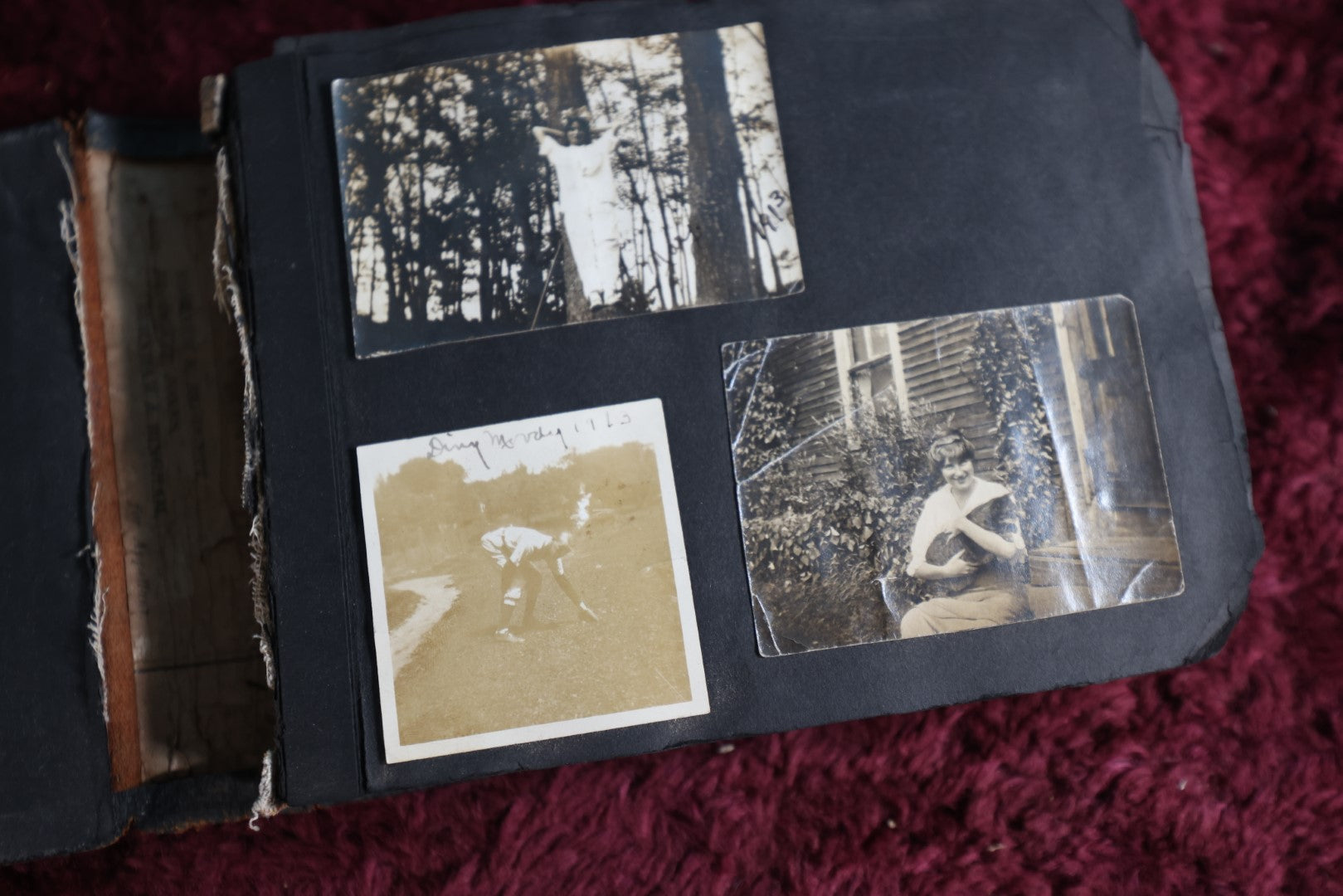 Lot 078 - Antique Early 20Th Century Snapshot Photo Album With Approximately 150 Photos Of Young Women, Children, Etc