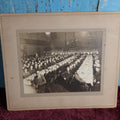 Lot 081 - Antique Boarded Group Photo Of Many Men, Young Boys, Flag In Background