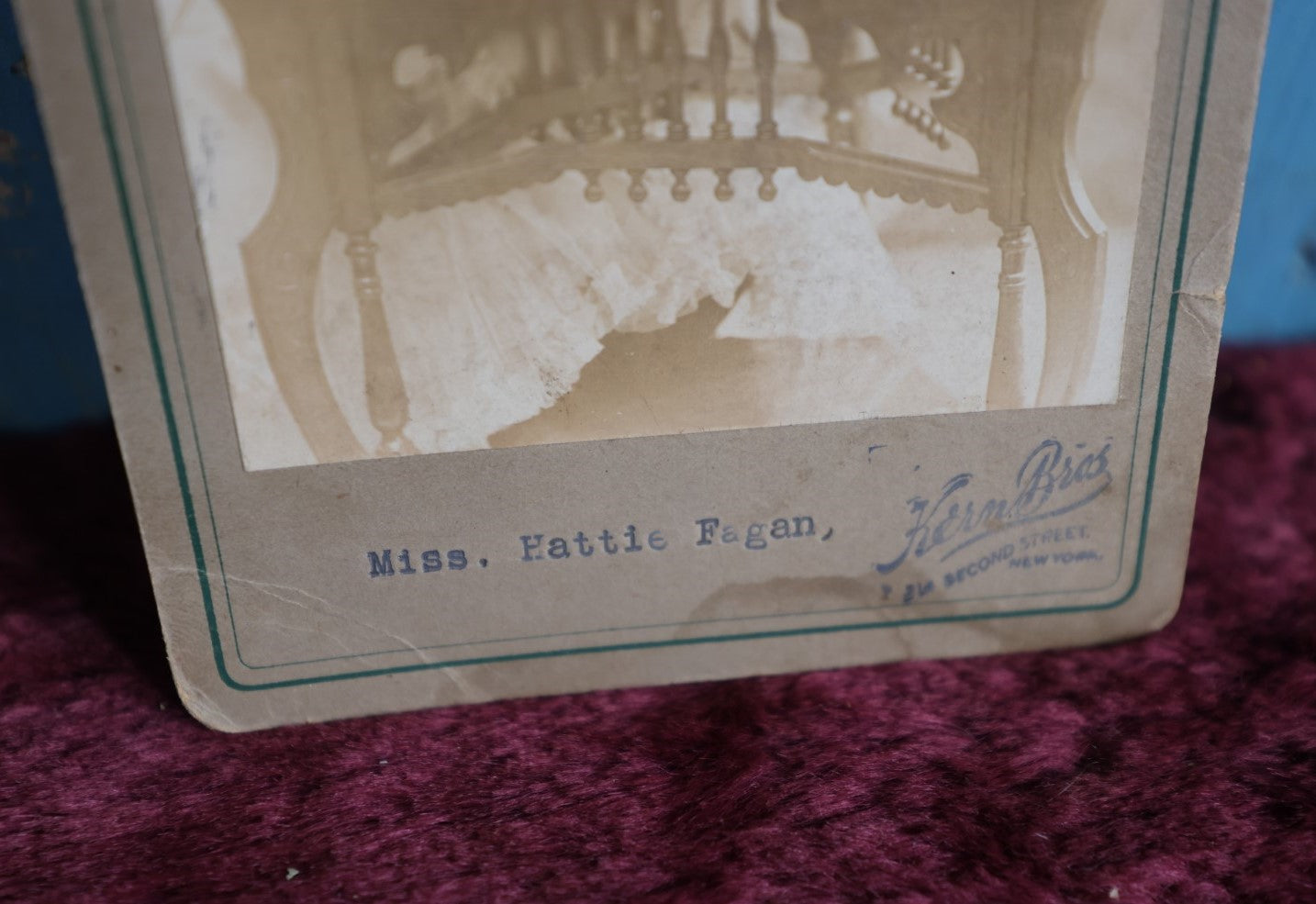 Lot 089 - Antique Cabinet Card Photograph Of Miss Hattie Fagan, Actress, Singer, Dancer, Photographed By Kern Brothers, New York, Note Losses To Corners