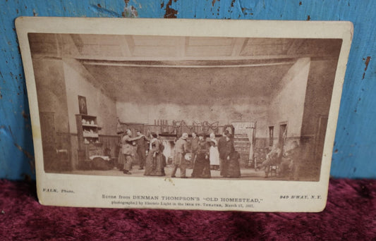 Lot 096 - Antique Cabinet Card Photograph Of Stage Play, Denman Thompson'S "Old Homestead" Photographed By Electric Light At 14Th Street Theater, New York City, 1887, By Falk Photographer