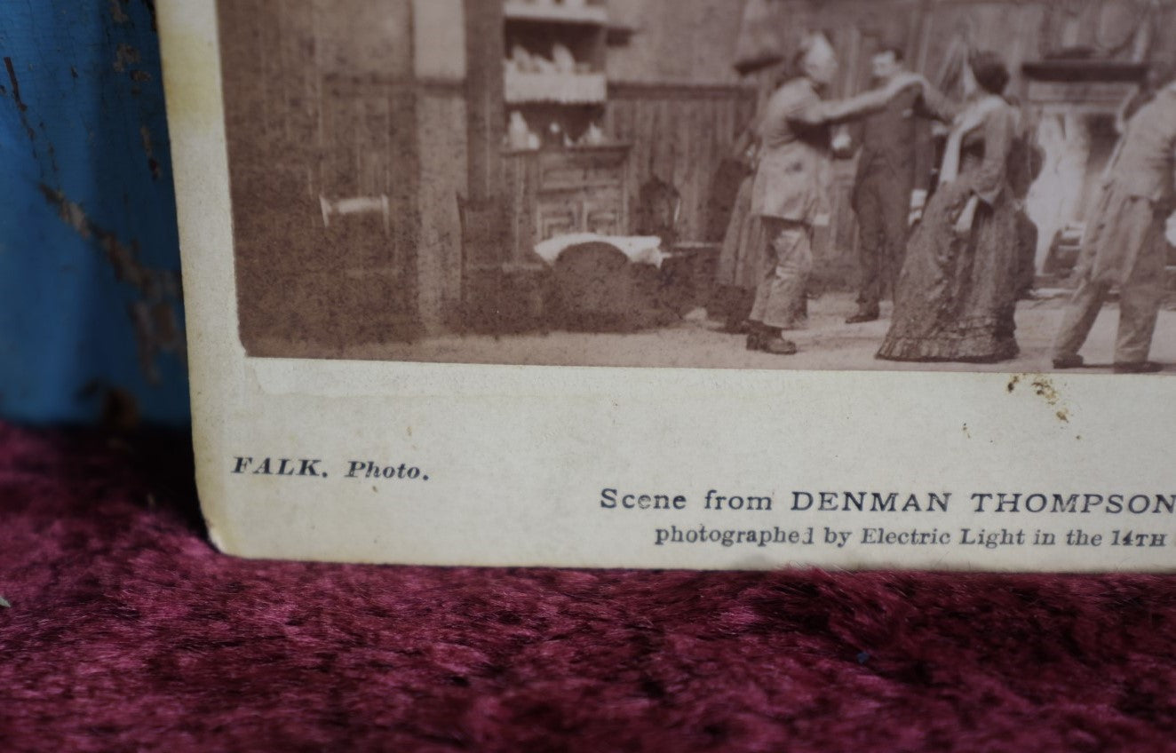 Lot 096 - Antique Cabinet Card Photograph Of Stage Play, Denman Thompson'S "Old Homestead" Photographed By Electric Light At 14Th Street Theater, New York City, 1887, By Falk Photographer