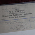 Lot 104 - Antique Funeral Ephemera, M.L. Johnson Manufacturer Of American And Italian Marble, Monuments, Headstones, Gravestones, Union, New Hampshire, Dated 1912