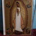 Lot 107 - Antique Chromolithograph Of Mary With Fabric Applications