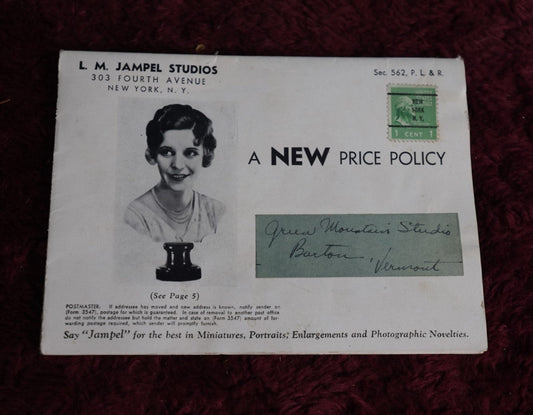 Lot 118 - Vintage Advertising Pamphlet For L.M. Jampel Photography Studios, Fourth Avenue, New York City