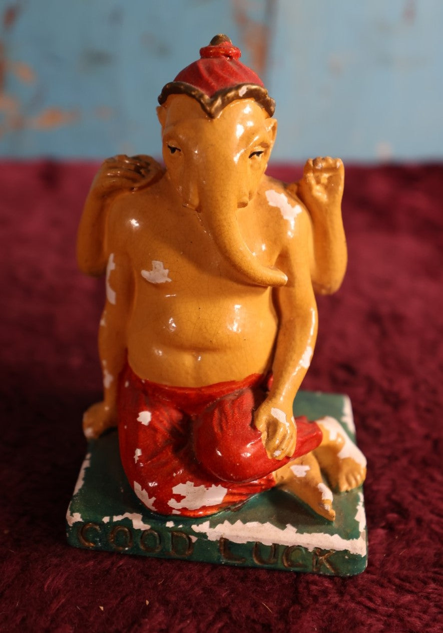 Lot 124 - Vintage Ganesh Hindu Good Luck Chalkware Figure, Various Chipping And Paint Loss