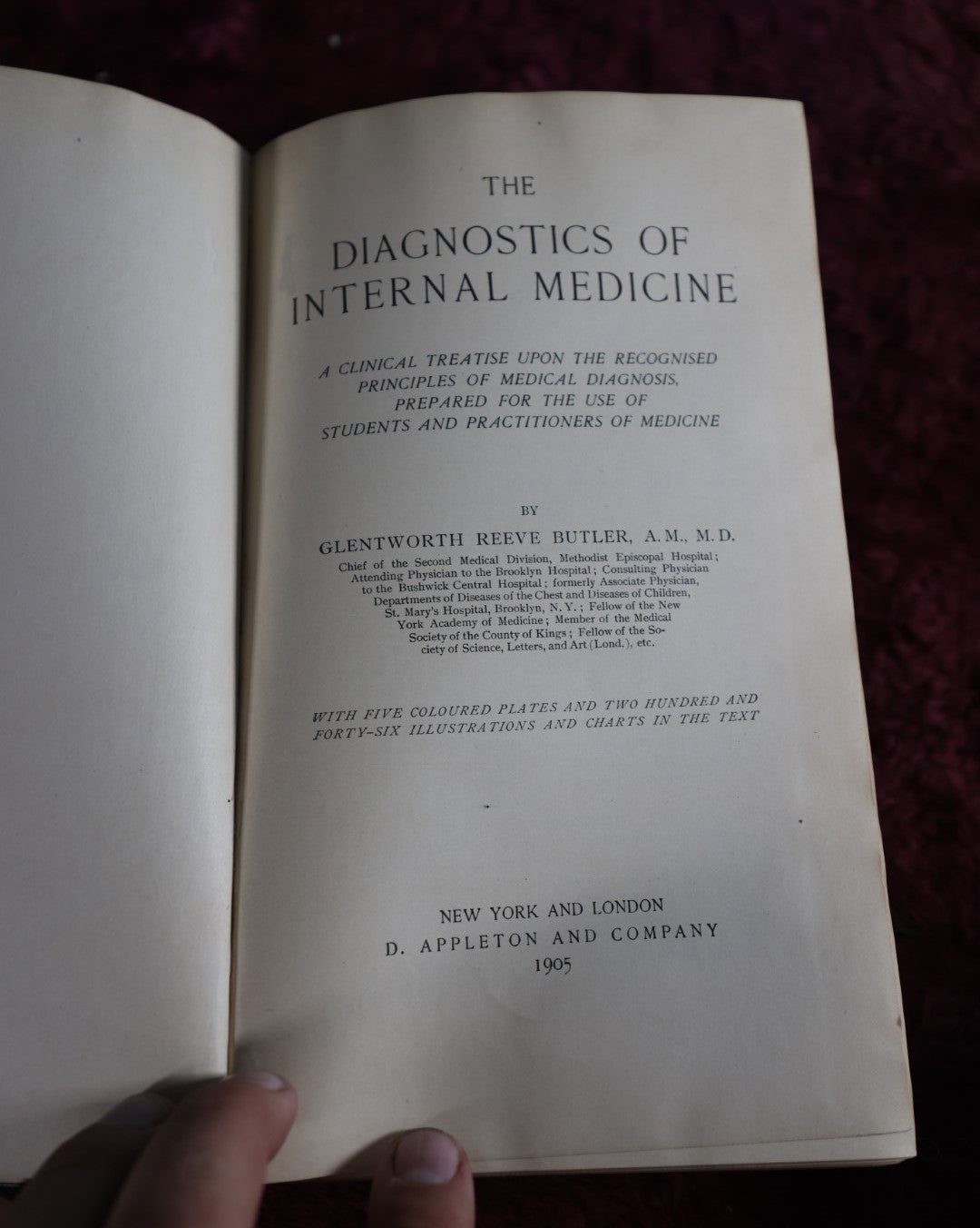 Lot 143 - Antique Medical Book, Diagnostics Of Internal Medicine, By Glenworth Reeve Buttler, M.D., 1905, Illustrated