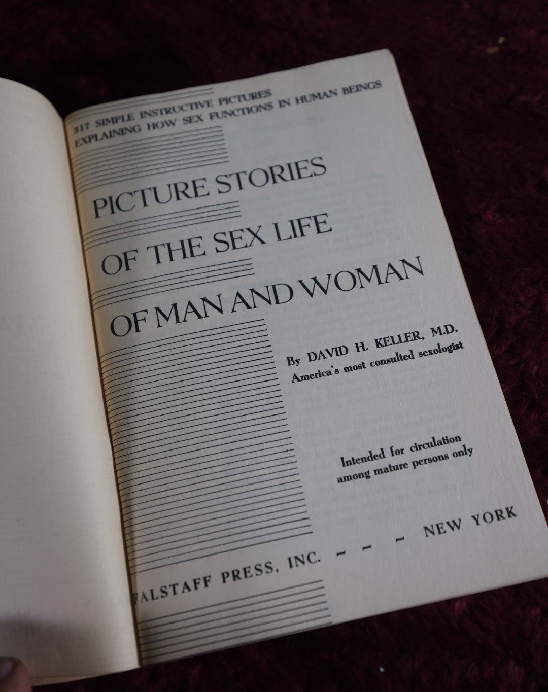 Lot 145 - Picture Stories Of The Sex Life Of Man And Woman Vintage Pamphlet, By Dr. David H. Keller, 1939, Falstaff Press, Illustrated