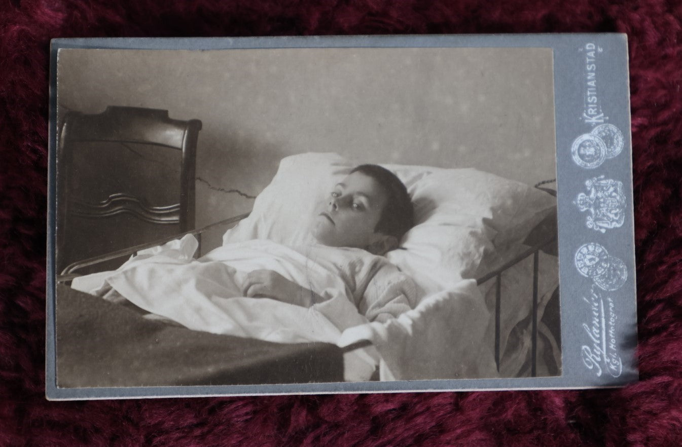 Lot 156 - Antique Cdv Photo Of Sick Bedridden Young Boy, Dying, Kristianstad, Sweden, 