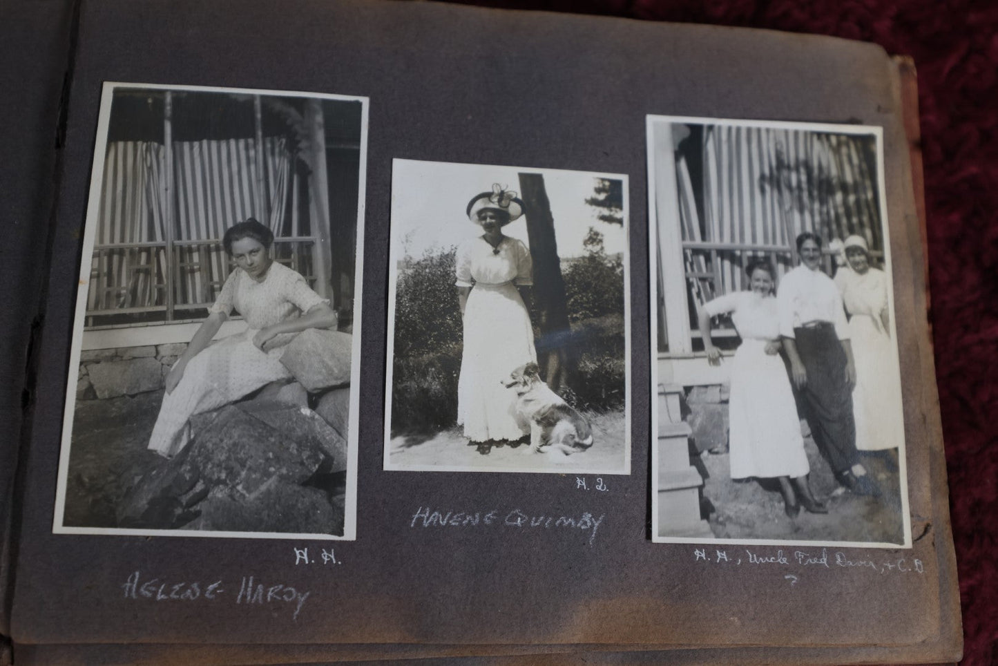 Lot 159 - Antique 1911 Snapshot Photo Album With Photos Of Camp Acadia, The Weirs, New Hampshire, Weirs Beach, Boating, Summer Activities, And More