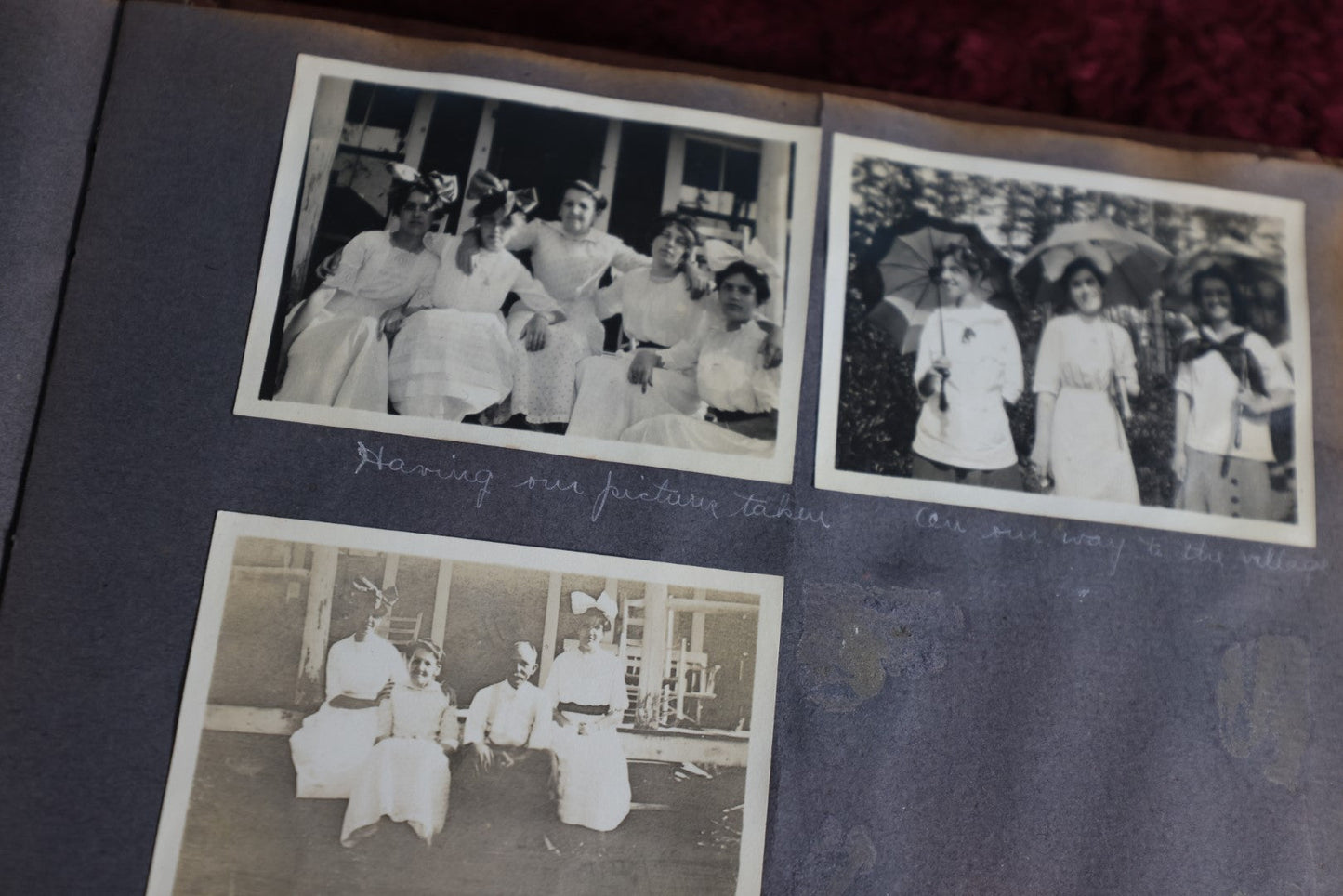 Lot 159 - Antique 1911 Snapshot Photo Album With Photos Of Camp Acadia, The Weirs, New Hampshire, Weirs Beach, Boating, Summer Activities, And More