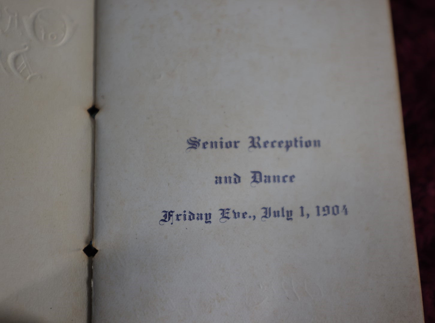 Lot 164 - Antique 1904 Order Of Dancing Dance Card With Pencil, Senior Reception And Dance, Friday Eve, July 1, 1904