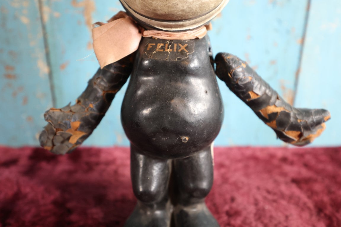 Lot 001 - Antique Felix The Cat Composition Figure With Jointed Arms, Copyright 1924 By Pat Sullivan