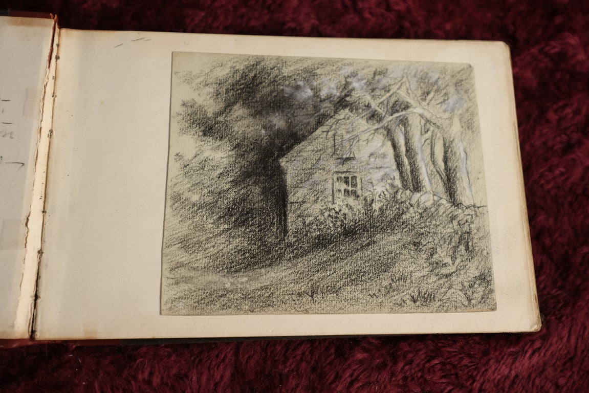 Lot 013 - Antique Sketchbook Of Jean Macleod, Massachusetts & New Hampshire, 1880s, Full Of Incredible Original Pencil Sketches And Drawings, Pen And Ink, And More