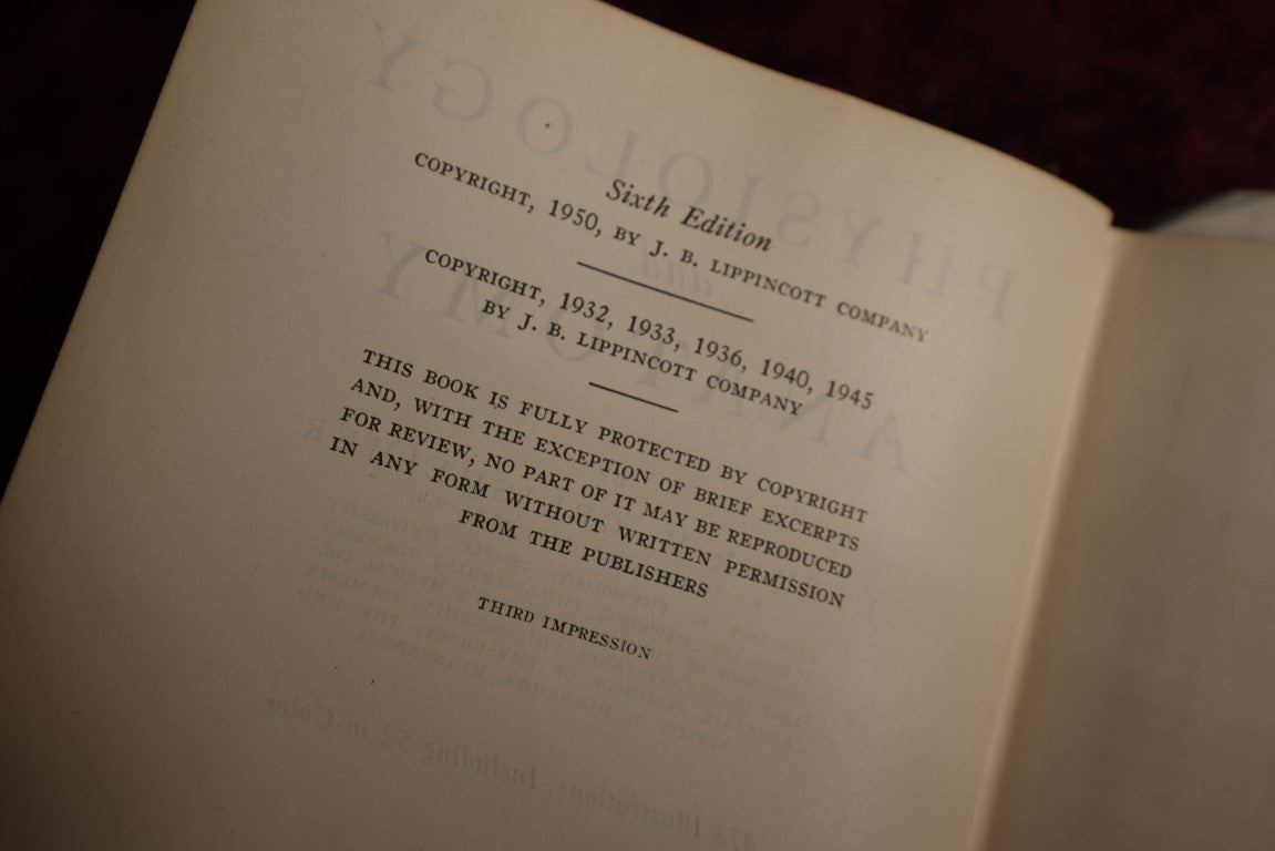 Lot 146 - Physiology And Anatomy, By Exther M. Greisheimer, M.D., Sixth Edition, 1950, Illustrated Medical Book